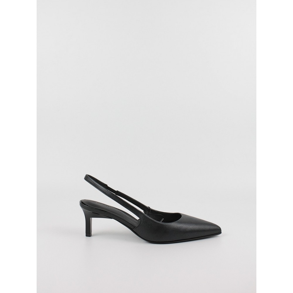 Women Pump Calvin KLein Heel Slinkback Pump 50 Pearl Lth HW0HW02069-BEH Black