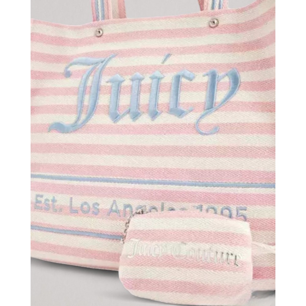 Γυναικεία Τσάντα Juicy Couture Iris Beach Bag Striped Version BEJIR7470WJZ416 Ροζ