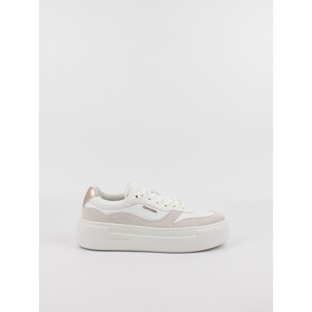 Women Sneaker Calvin KLein FF Cupsole Lace Up W/ML Mix M HW0HW02125-0K6 White