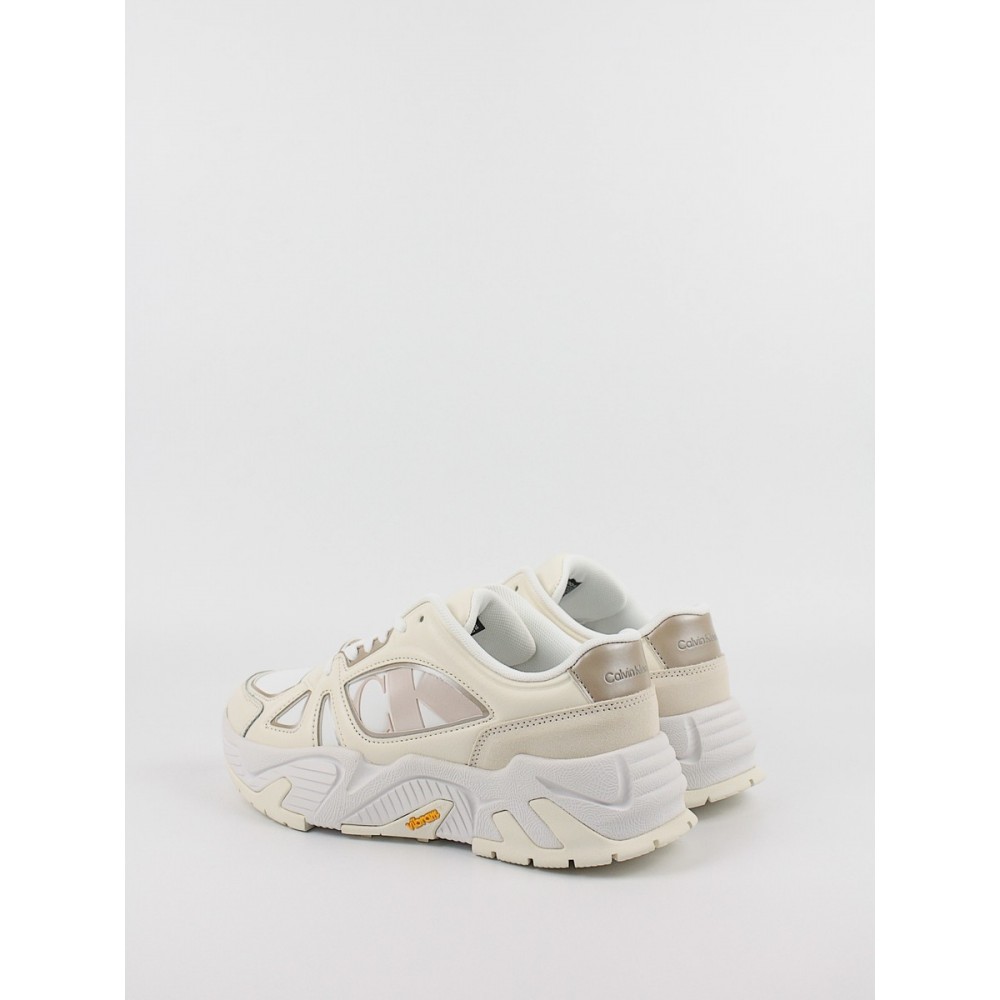 Γυναικεία Sneaker Calvin KLein Chunky Runner Vibram Mix Nbs Mtr YW0YW01483-0LC Μπεζ Ασπρο