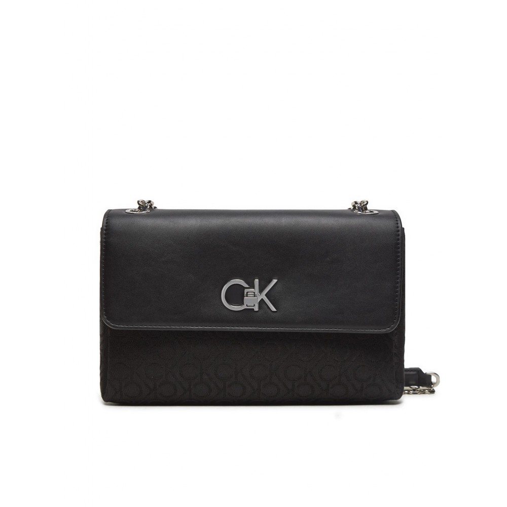 Γυναικεία Τσάντα Calvin Klein Re-Lock Conv Shoulder Bag Jqc K60K612641-0GK Μαύρη