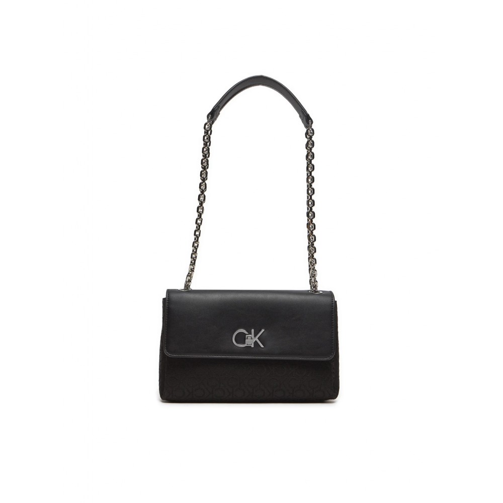 Γυναικεία Τσάντα Calvin Klein Re-Lock Conv Shoulder Bag Jqc K60K612641-0GK Μαύρη