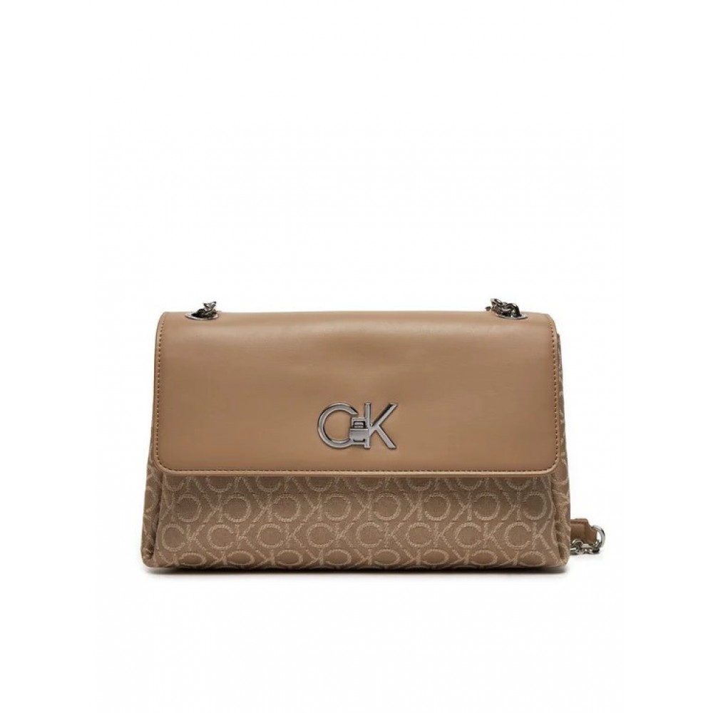 Γυναικεία Τσάντα Calvin Klein Re-Lock Conv Shoulder Bag Jqc K60K612641-0HE Μπεζ