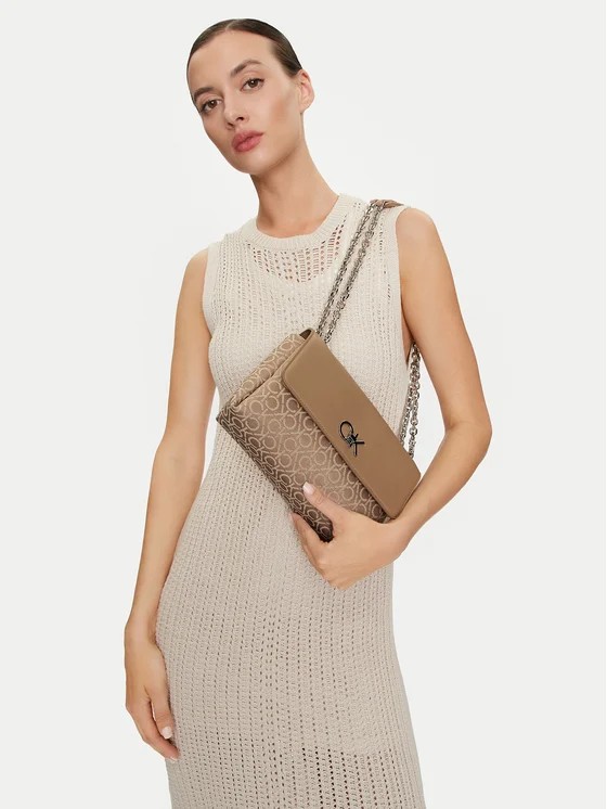 Γυναικεία Τσάντα Calvin Klein Re-Lock Conv Shoulder Bag Jqc K60K612641-0HE Μπεζ