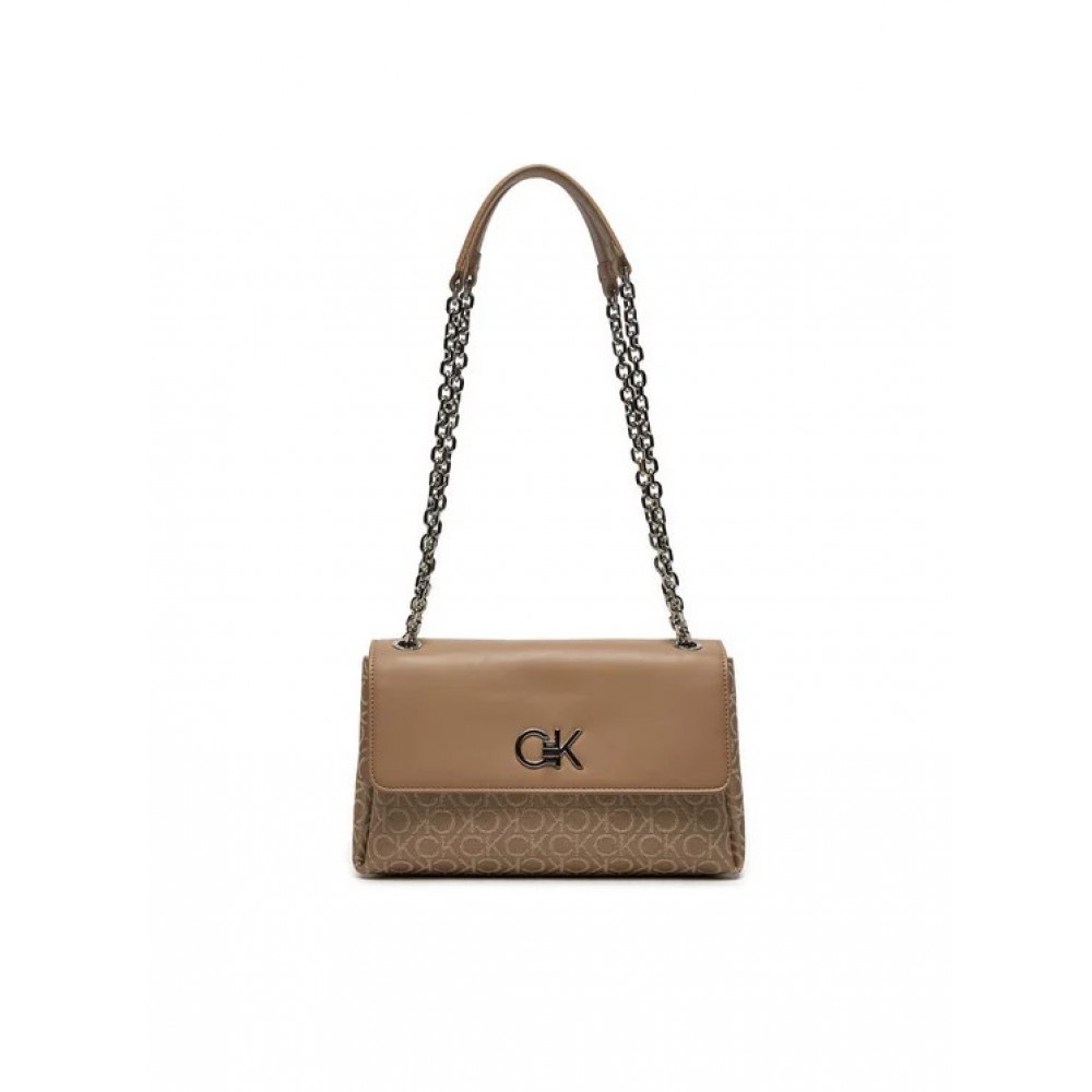 Γυναικεία Τσάντα Calvin Klein Re-Lock Conv Shoulder Bag Jqc K60K612641-0HE Μπεζ