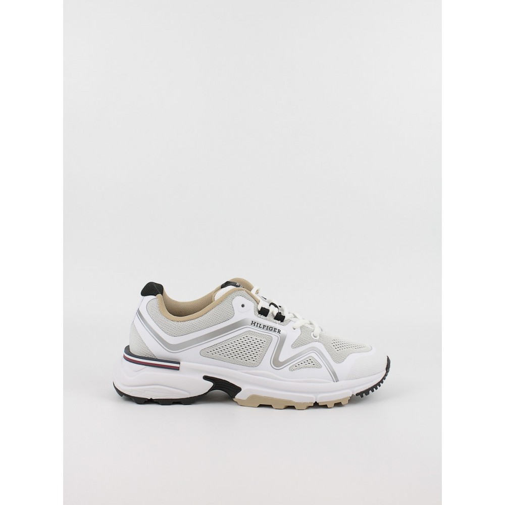 Ανδρικά Sneaker Tommy Hilfiger M Runner Tech Knit FM0FM05109-YBS Ασπρο