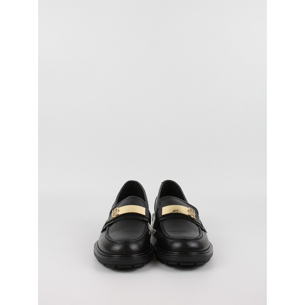 Women Loafer Tommy Hilfiger Th Logo Leather Loafer FW0FW08257-BDS Black