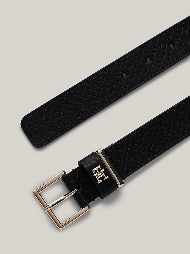 Women Belt Tommy Hilfiger Th Heritage 3.0 Monogram AW0AW16606-BDS Black