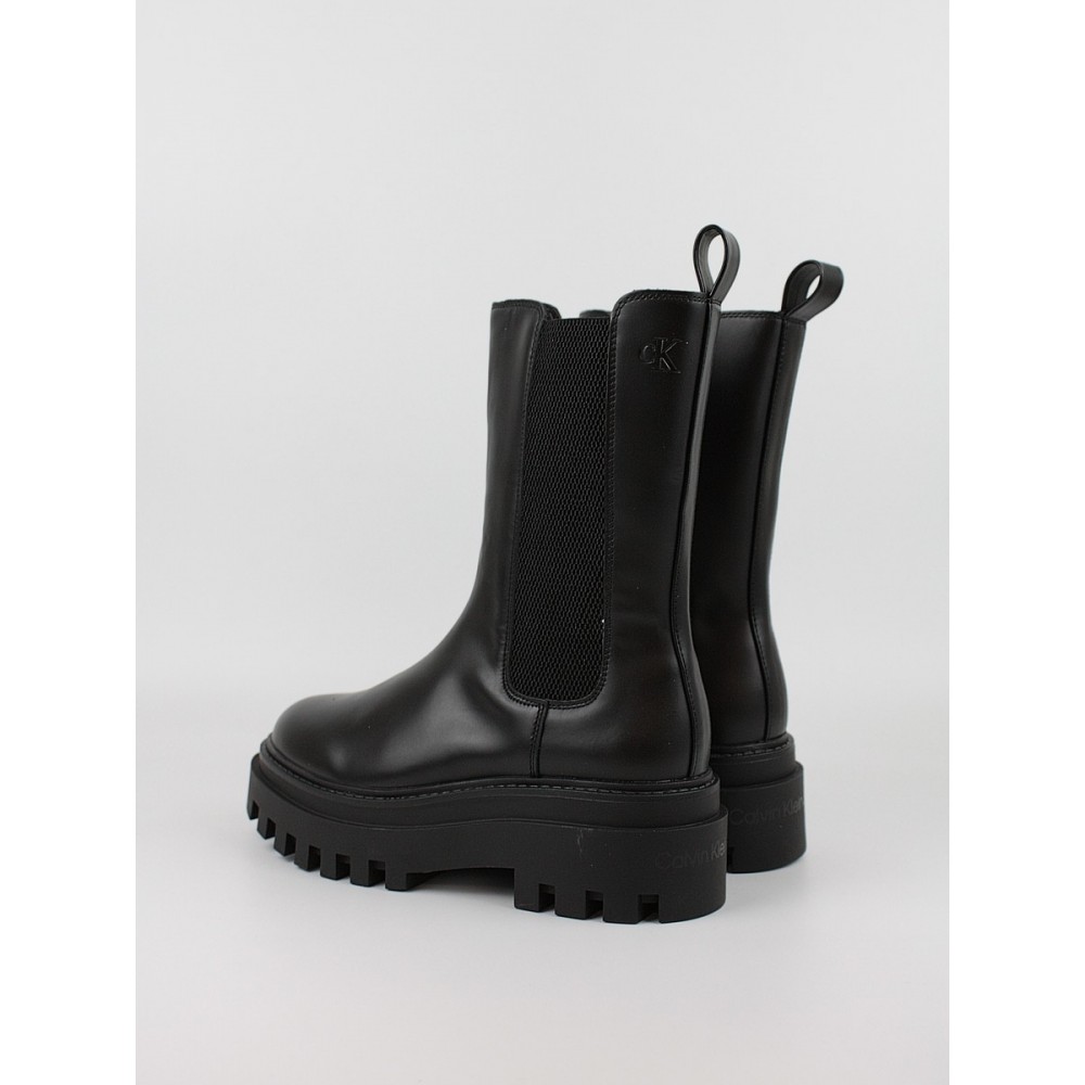 Γυναικεία Μπότα Calvin KLein Flatform Chelsea Boot Mg Lth YW0YW01542-0GJ Μαύρη