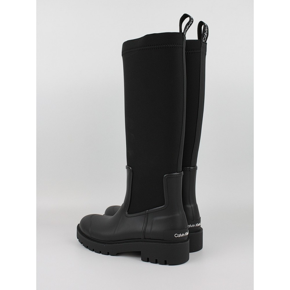 Γυναικεία Μπότα Calvin KLein High Rainboot Neopren YW0YW00838-BDS Μαύρο