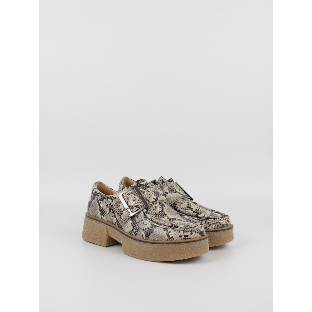 Women Moc Clarks Linoso Monk26178680 Grey Snake