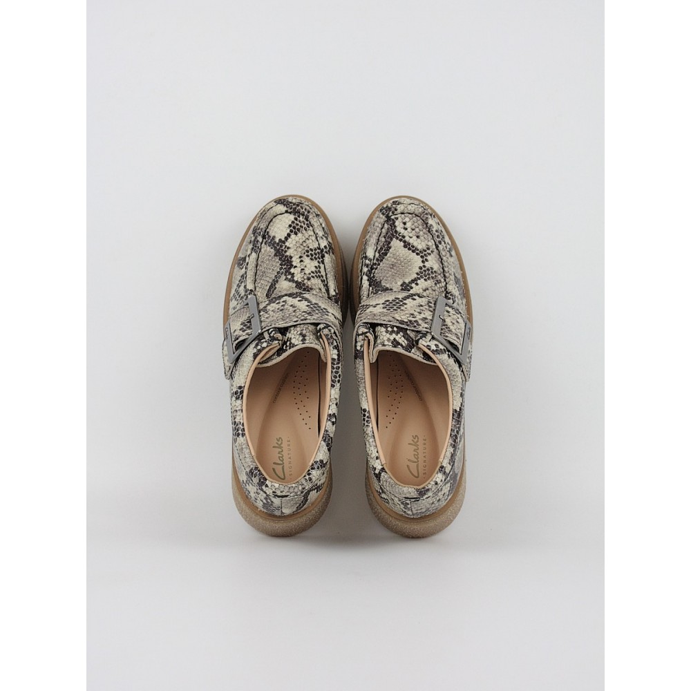 Women Moc Clarks Linoso Monk26178680 Grey Snake