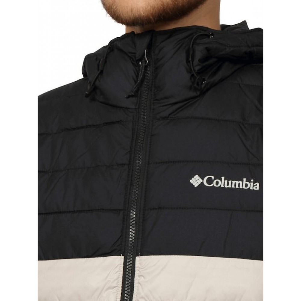 Men Columbia Powder Lite™ II Hooded Jacket 2086944-010 Biege-Black