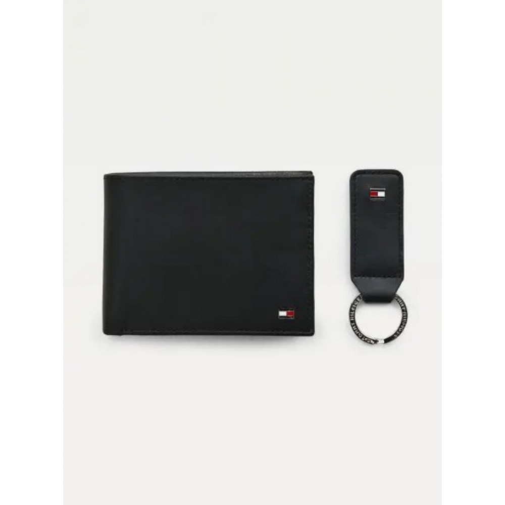 Tommy Hilfiger Gp Eton CcAnd Coin Pocket Keyfob Wallet And Keyfob Set AM0AM07931-BDS Black