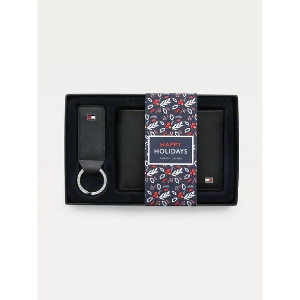 Tommy Hilfiger Gp Eton CcAnd Coin Pocket Keyfob Wallet And Keyfob Set AM0AM07931-BDS Black