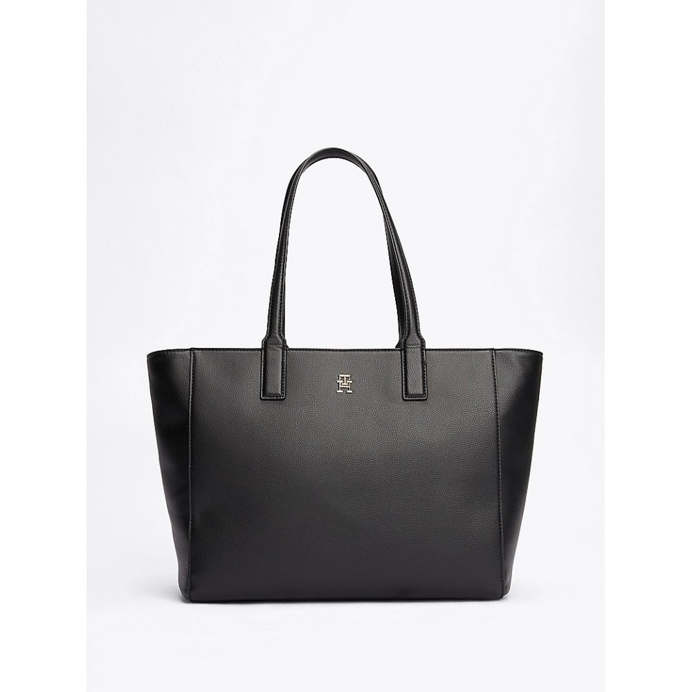 Women Bag Tommy Hilfiger Th Soft Logo Tote AW0AW16905-BDS Black