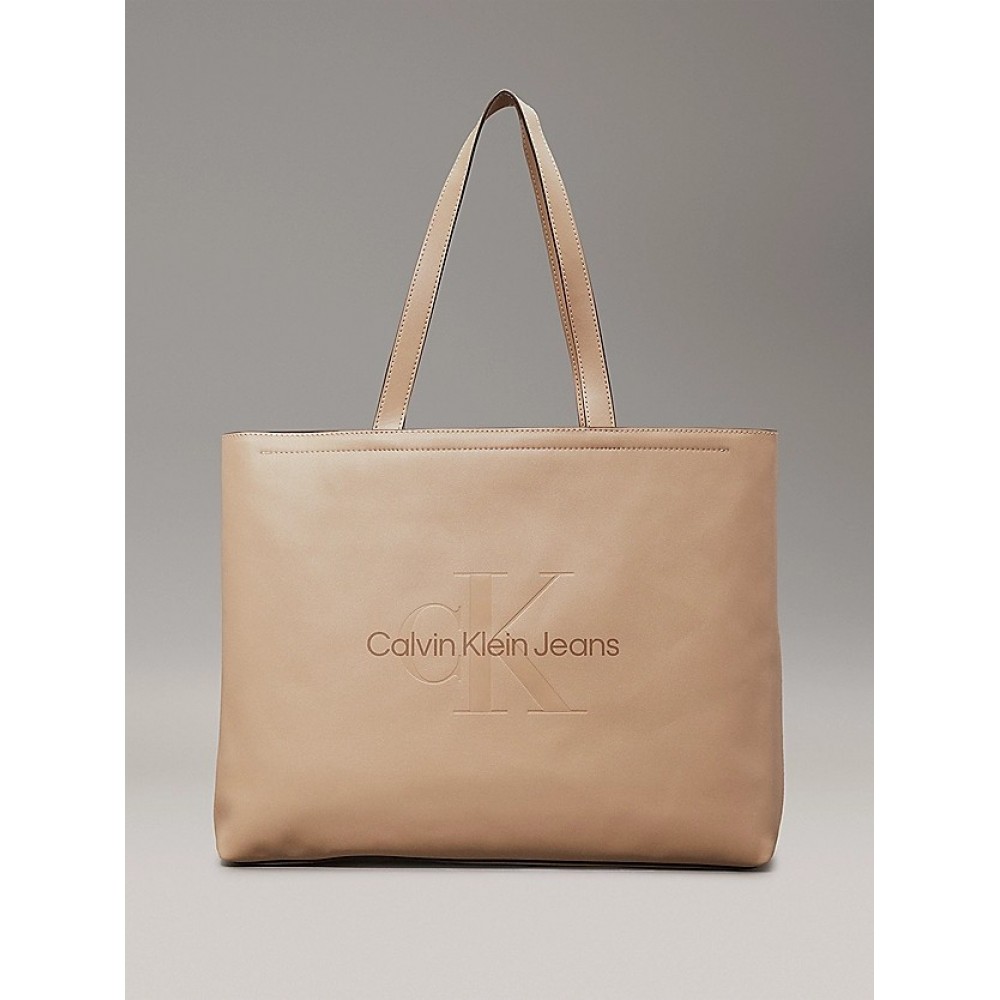 Γυναικεία Τσάντα Calvin Klein Sculpted Slim Tote 34 Mono K60K612222-PBF Μπεζ