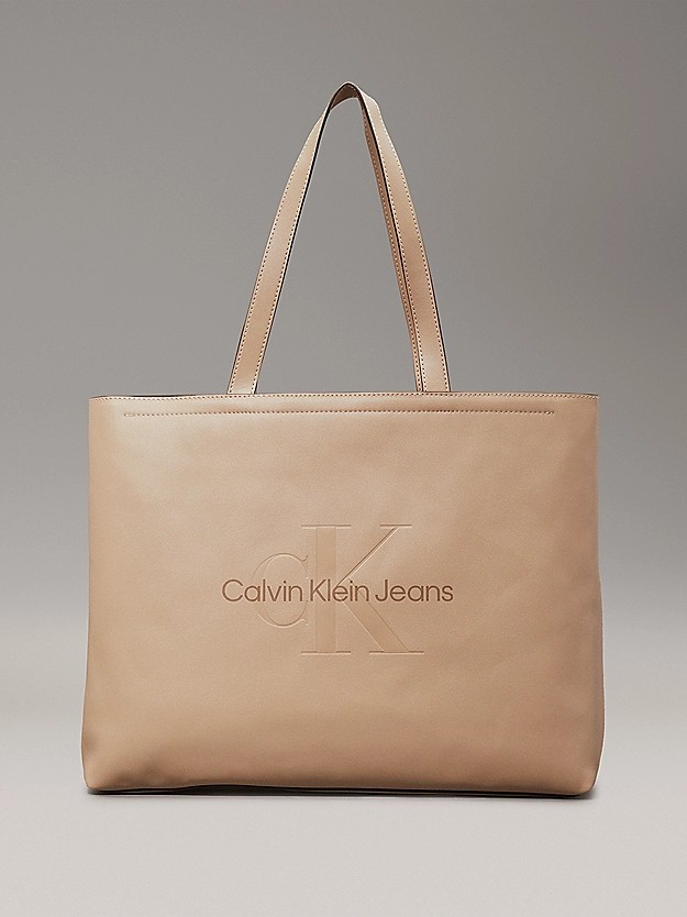 Γυναικεία Τσάντα Calvin Klein Sculpted Slim Tote 34 Mono K60K612222-PBF Μπεζ